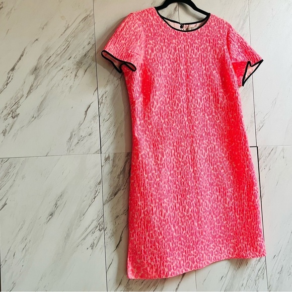 Banana Republic Piped Neon Jacquard Leopard Cheetah Floral Print Shift Dres SZ 8 - Picture 4 of 8